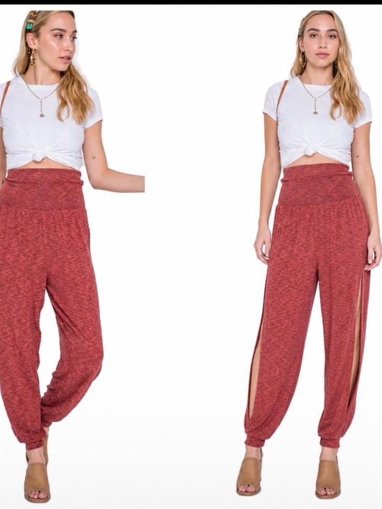 Dance & Marvel Pants - Dance & Marvel Side Slit Harem Comfy Pants